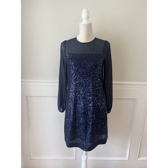Hobbs London Zariah Sequin Dress 2 Navy Blue - Picture 6 of 12
